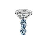 White gold Oval Cut Diamond Side Stone Solitaire Ring with Round with Aquamarine side stone and Four-Prong Setting_17