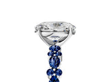 White gold Oval Cut Diamond Side Stone Solitaire Ring with Round with Blue Sapphire side stone and Four-Prong Setting_17