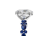 White gold Oval Cut Diamond Side Stone Solitaire Ring with Round with Blue Sapphire side stone and Four-Prong Setting_5