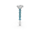 White gold Oval Cut Diamond Side Stone Solitaire Ring with Round with Blue Topaz side stone and Four-Prong Setting_14
