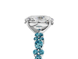 White gold Oval Cut Diamond Side Stone Solitaire Ring with Round with Blue Topaz side stone and Four-Prong Setting_17