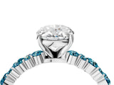 White gold Oval Cut Diamond Side Stone Solitaire Ring with Round with Blue Topaz side stone and Four-Prong Setting_4