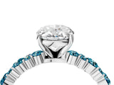 White gold Oval Cut Diamond Side Stone Solitaire Ring with Round with Blue Topaz side stone and Four-Prong Setting_4