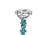 White gold Oval Cut Diamond Side Stone Solitaire Ring with Round with Blue Topaz side stone and Four-Prong Setting_5