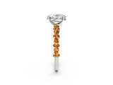 White gold Oval Cut Diamond Side Stone Solitaire Ring with Round with Citrine side stone and Four-Prong Setting_2