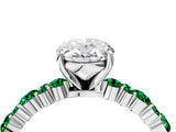 White gold Oval Cut Diamond Side Stone Solitaire Ring with Round with Emerald side stone and Four-Prong Setting_16