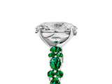 White gold Oval Cut Diamond Side Stone Solitaire Ring with Round with Emerald side stone and Four-Prong Setting_17