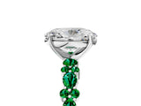 White gold Oval Cut Diamond Side Stone Solitaire Ring with Round with Emerald side stone and Four-Prong Setting_5