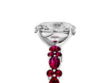 White gold Oval Cut Diamond Side Stone Solitaire Ring with Round with Garnet side stone and Four-Prong Setting_23
