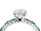 White gold Oval Cut Diamond Side Stone Solitaire Ring with Round with Green Sapphire side stone and Four-Prong Setting_4