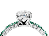 White gold Oval Cut Diamond Side Stone Solitaire Ring with Round with Green Sapphire side stone and Four-Prong Setting_4