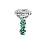 White gold Oval Cut Diamond Side Stone Solitaire Ring with Round with Green Sapphire side stone and Four-Prong Setting_5