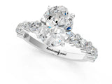 White gold Oval Cut Diamond Side Stone Solitaire Ring with Round with Moissanite side stone and Four-Prong Setting_13