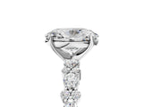 White gold Oval Cut Diamond Side Stone Solitaire Ring with Round with Moissanite side stone and Four-Prong Setting_17