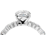 White gold Oval Cut Diamond Side Stone Solitaire Ring with Round with Moissanite side stone and Four-Prong Setting_4