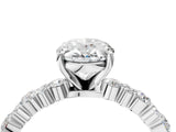 White gold Oval Cut Diamond Side Stone Solitaire Ring with Round with Moissanite side stone and Four-Prong Setting_4