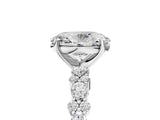 White gold Oval Cut Diamond Side Stone Solitaire Ring with Round with Moissanite side stone and Four-Prong Setting_5