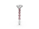 White gold Oval Cut Diamond Side Stone Solitaire Ring with Round with Morganite side stone and Four-Prong Setting_14