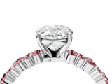 White gold Oval Cut Diamond Side Stone Solitaire Ring with Round with Morganite side stone and Four-Prong Setting_16