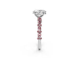 White gold Oval Cut Diamond Side Stone Solitaire Ring with Round with Morganite side stone and Four-Prong Setting_2