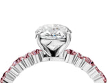 White gold Oval Cut Diamond Side Stone Solitaire Ring with Round with Morganite side stone and Four-Prong Setting_4