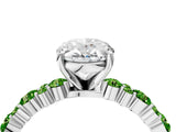 White gold Oval Cut Diamond Side Stone Solitaire Ring with Round with Peridot side stone and Four-Prong Setting_4
