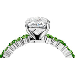 White gold Oval Cut Diamond Side Stone Solitaire Ring with Round with Peridot side stone and Four-Prong Setting_4
