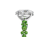 White gold Oval Cut Diamond Side Stone Solitaire Ring with Round with Peridot side stone and Four-Prong Setting_5