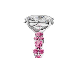 White gold Oval Cut Diamond Side Stone Solitaire Ring with Round with Pink Sapphire side stone and Four-Prong Setting_17