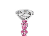 White gold Oval Cut Diamond Side Stone Solitaire Ring with Round with Pink Sapphire side stone and Four-Prong Setting_5