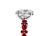 White gold Oval Cut Diamond Side Stone Solitaire Ring with Round with Ruby side stone and Four-Prong Setting_5