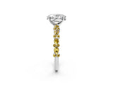 White gold Oval Cut Diamond Side Stone Solitaire Ring with Round with Yellow Sapphire side stone and Four-Prong Setting_14