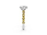 White gold Oval Cut Diamond Side Stone Solitaire Ring with Round with Yellow Sapphire side stone and Four-Prong Setting_2
