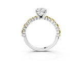 White gold Oval Cut Diamond Side Stone Solitaire Ring with Round with Yellow Sapphire side stone and Four-Prong Setting_3