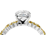 White gold Oval Cut Diamond Side Stone Solitaire Ring with Round with Yellow Sapphire side stone and Four-Prong Setting_4