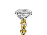 White gold Oval Cut Diamond Side Stone Solitaire Ring with Round with Yellow Sapphire side stone and Four-Prong Setting_5
