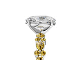 White gold Oval Cut Diamond Side Stone Solitaire Ring with Round with Yellow Sapphire side stone and Four-Prong Setting_5