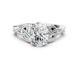 White gold Oval Cut Diamond Solitaire Celtic Knot Ring with Four-Prong Setting_91