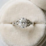 White gold Oval Cut Diamond Solitaire Engagement Ring with Celtic Knot Band and Four-Prong Setting_110