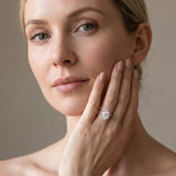 Silver 1.00 Carat F VS1 Oval Diamond Solitaire Engagement Ring with Classic Band and Four-Prong Setting