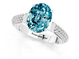 White gold Oval Cut Diamond Solitaire Engagement Ring with Pavé Band and Four-Prong Setting_1