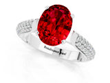 White gold Oval Cut Diamond Solitaire Engagement Ring with Pavé Band and Four-Prong Setting_1