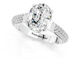 White gold Oval Cut Diamond Solitaire Engagement Ring with Pavé Band and Four-Prong Setting_1