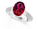 White gold Oval Cut Diamond Solitaire Engagement Ring with Pavé Band and Four-Prong Setting_1