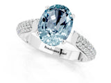 White gold Oval Cut Diamond Solitaire Engagement Ring with Pavé Band and Four-Prong Setting_1