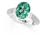 White gold Oval Cut Diamond Solitaire Engagement Ring with Pavé Band and Four-Prong Setting_1