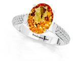 White gold Oval Cut Diamond Solitaire Engagement Ring with Pavé Band and Four-Prong Setting_1