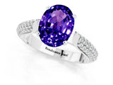 White gold Oval Cut Diamond Solitaire Engagement Ring with Pavé Band and Four-Prong Setting_1