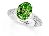 White gold Oval Cut Diamond Solitaire Engagement Ring with Pavé Band and Four-Prong Setting_1