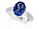 White gold Oval Cut Diamond Solitaire Engagement Ring with Pavé Band and Four-Prong Setting_1